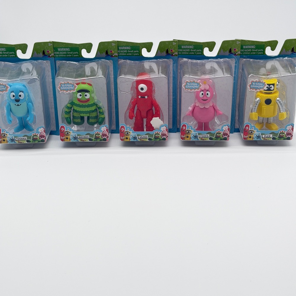 Yo Gabba Gabba Land Mini Figures Toodee Brobee Muno Foofa Plex Set NIB Nostalgia
